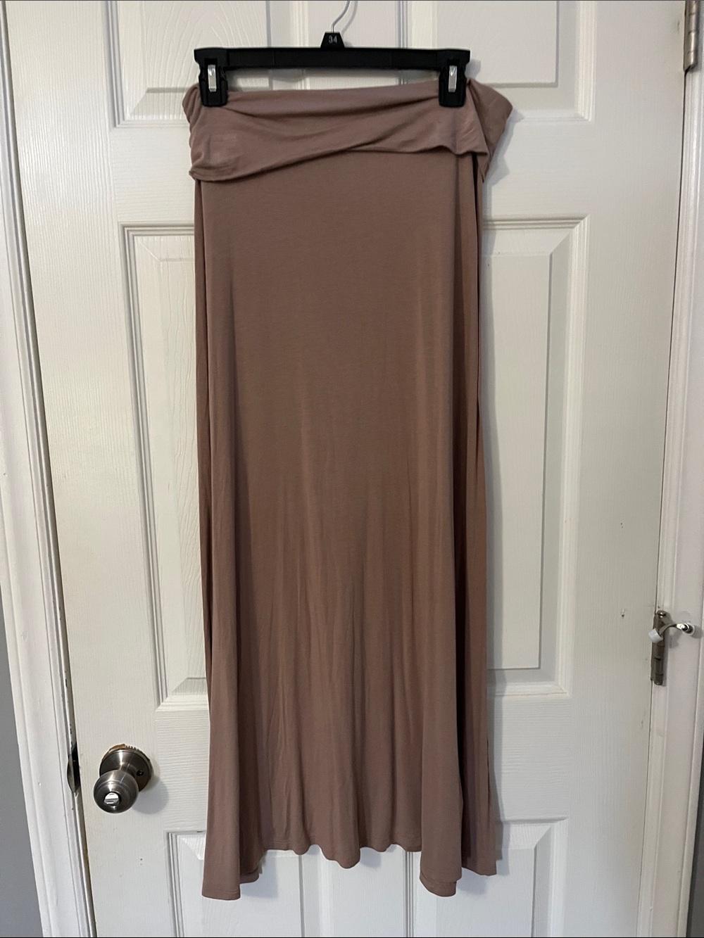 Women’s Maxi Skirt in Dusty Mauve - Fold-Over Waist